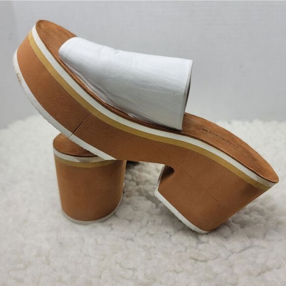 Clergerie Paris Clem Women's Platform Sandals Size 7.5 White Leather OpenToe - Picture 6 of 10